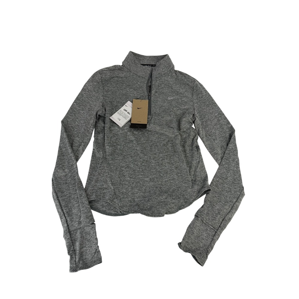 Nike Swift Women's Dri-FIT UV 1/4-Zip Running Pullover Top Gray HQ0499-084 SZ XS